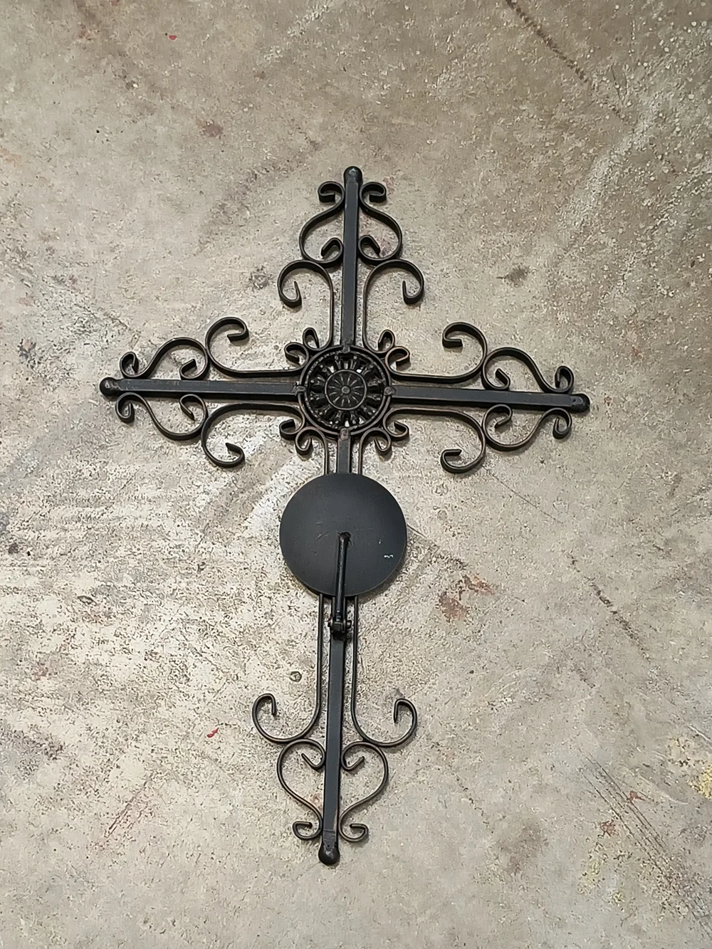 VINTAGE Metal Cross Black – Home Wall Decor Collapsible Candle Holder -